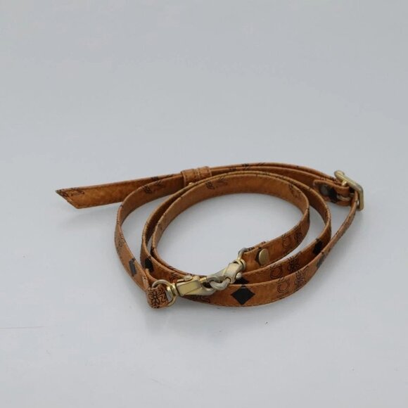 MCM Logogram Vicetos Hand Bag PVC Leather 2way Brown Gold Auth BA1440 - Picture 14 of 16